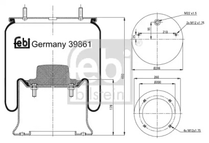 Баллон пневматической рессоры FEBI BILSTEIN 39861