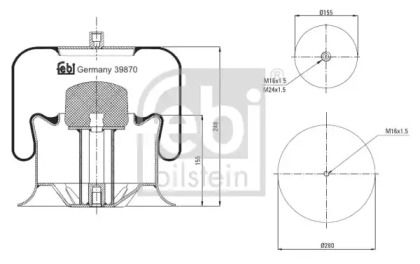 Кожух пневматической рессоры FEBI BILSTEIN 39870