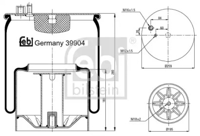 Баллон пневматической рессоры FEBI BILSTEIN 39904