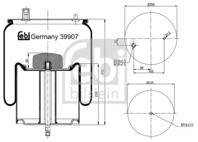 Кожух пневматической рессоры FEBI BILSTEIN 39907