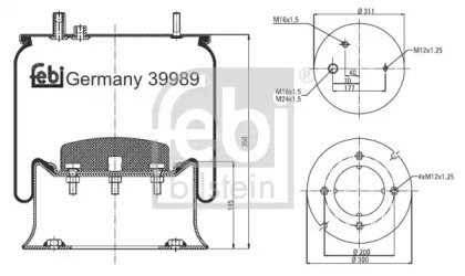 Кожух пневматической рессоры FEBI BILSTEIN 39989