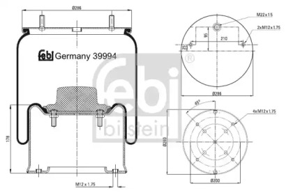 Баллон пневматической рессоры FEBI BILSTEIN 39994