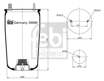 Баллон пневматической рессоры FEBI BILSTEIN 39996