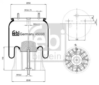 Баллон пневматической рессоры FEBI BILSTEIN 45098