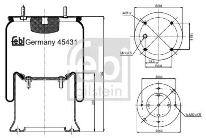 Баллон пневматической рессоры FEBI BILSTEIN 45431