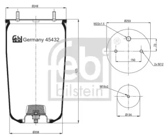 Баллон пневматической рессоры FEBI BILSTEIN 45432