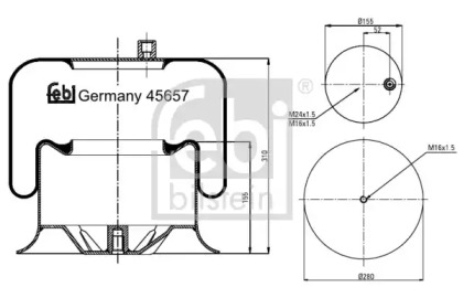 Баллон пневматической рессоры FEBI BILSTEIN 45657