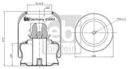 Баллон пневматической рессоры FEBI BILSTEIN 45664