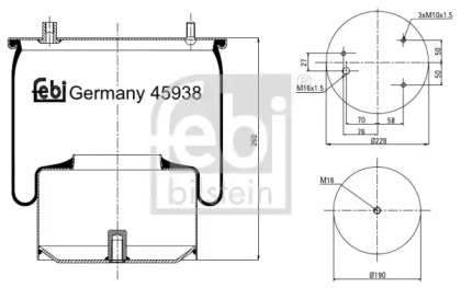 Баллон пневматической рессоры FEBI BILSTEIN 45938