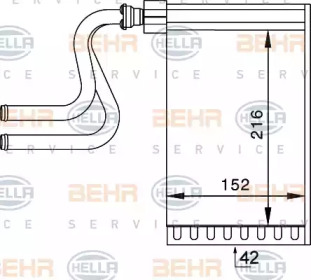 Теплообменник, отопление салона BEHR HELLA SERVICE 8FH 351 024-261