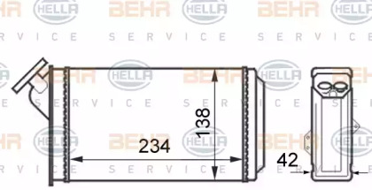 Теплообменник, отопление салона BEHR HELLA SERVICE 8FH 351 024-321