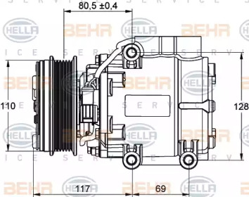 Компрессор, кондиционер BEHR HELLA SERVICE 8FK 351 109-201