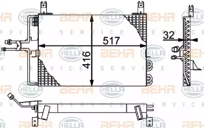 Конденсатор, кондиционер BEHR HELLA SERVICE 8FC 351 301-491