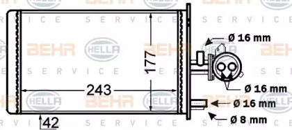 Теплообменник, отопление салона BEHR HELLA SERVICE 8FH 351 308-181