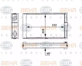 Теплообменник, отопление салона BEHR HELLA SERVICE 8FH 351 312-711