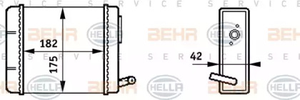 Теплообменник, отопление салона BEHR HELLA SERVICE 8FH 351 313-211