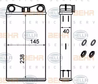 Теплообменник, отопление салона BEHR HELLA SERVICE 8FH 351 333-184