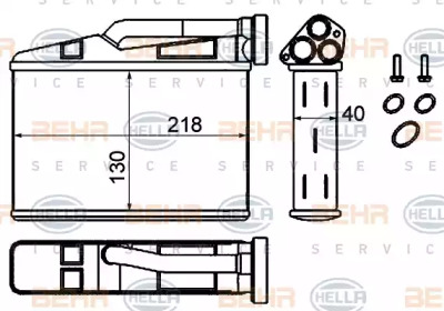 Теплообменник, отопление салона BEHR HELLA SERVICE 8FH 351 333-204