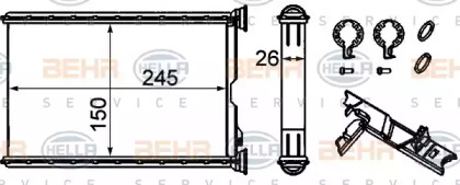 Теплообменник, отопление салона BEHR HELLA SERVICE 8FH 351 333-224