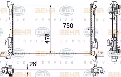 Радиатор, охлаждение двигателя BEHR HELLA SERVICE 8MK 376 701-591