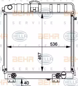 Радиатор, охлаждение двигателя BEHR HELLA SERVICE 8MK 376 709-481