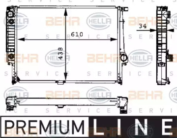 Радиатор, охлаждение двигателя BEHR HELLA SERVICE 8MK 376 713-071