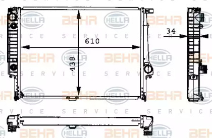 Радиатор, охлаждение двигателя BEHR HELLA SERVICE 8MK 376 713-074