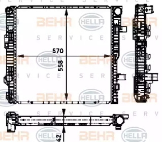 Радиатор, охлаждение двигателя BEHR HELLA SERVICE 8MK 376 721-121