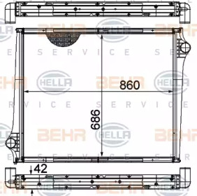 Радиатор, охлаждение двигателя BEHR HELLA SERVICE 8MK 376 724-611