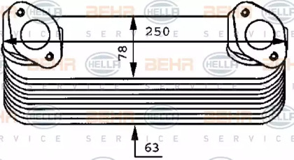 масляный радиатор, двигательное масло BEHR HELLA SERVICE 8MO 376 725-011