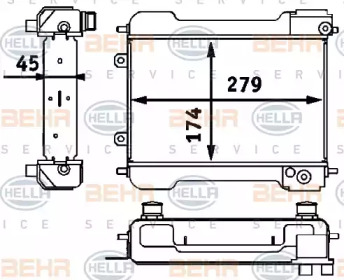 масляный радиатор, двигательное масло BEHR HELLA SERVICE 8MO 376 725-731