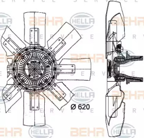 Вентилятор, охлаждение двигателя BEHR HELLA SERVICE 8MV 376 727-381