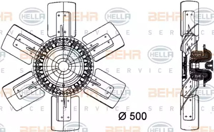 Вентилятор, охлаждение двигателя BEHR HELLA SERVICE 8MV 376 730-191