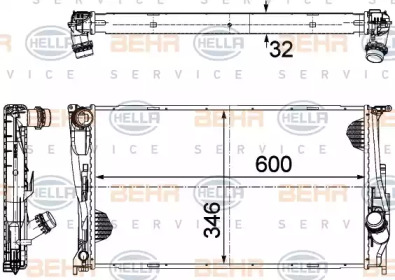 Радиатор, охлаждение двигателя BEHR HELLA SERVICE 8MK 376 754-004