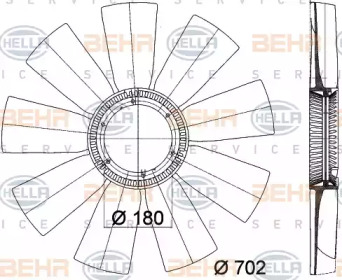 Крыльчатка вентилятора, охлаждение двигателя BEHR HELLA SERVICE 8MV 376 757-781