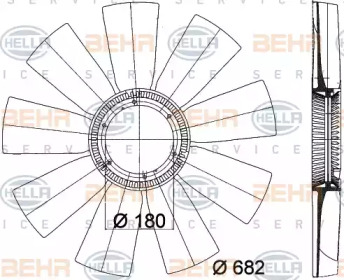 Крыльчатка вентилятора, охлаждение двигателя BEHR HELLA SERVICE 8MV 376 757-791