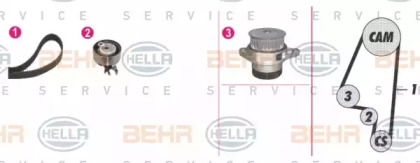 Комплект водяного насоса / зубчатого ремня BEHR HELLA SERVICE 8MP 376 801-891