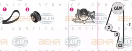 Комплект водяного насоса / зубчатого ремня BEHR HELLA SERVICE 8MP 376 805-871