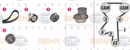 Комплект водяного насоса / зубчатого ремня BEHR HELLA SERVICE 8MP 376 809-841