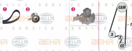 Комплект водяного насоса / зубчатого ремня BEHR HELLA SERVICE 8MP 376 811-891