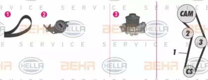 Комплект водяного насоса / зубчатого ремня BEHR HELLA SERVICE 8MP 376 813-841