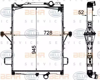 Радиатор, охлаждение двигателя BEHR HELLA SERVICE 8MK 376 906-331