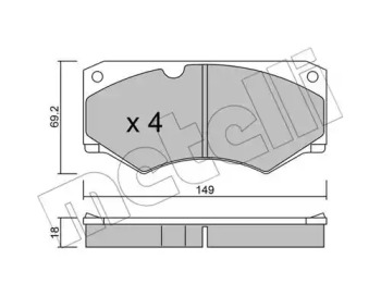 Комплект тормозных колодок, дисковый тормоз METELLI 22-0014-4