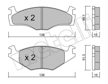 Комплект тормозных колодок, дисковый тормоз METELLI 22-0045-0