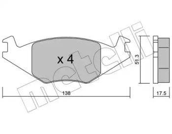 Комплект тормозных колодок, дисковый тормоз METELLI 22-0047-0