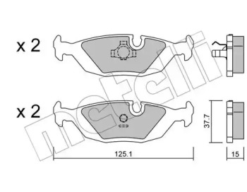 Комплект тормозных колодок, дисковый тормоз METELLI 22-0070-0