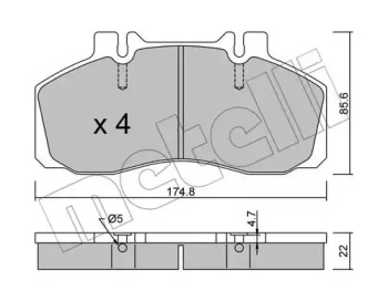 Комплект тормозных колодок, дисковый тормоз METELLI 22-0266-0