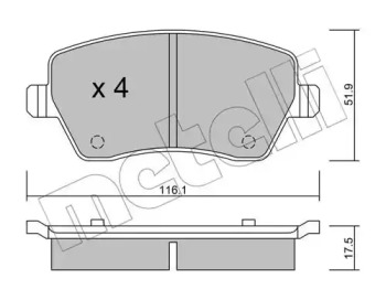 Комплект тормозных колодок METELLI 22-0485-0