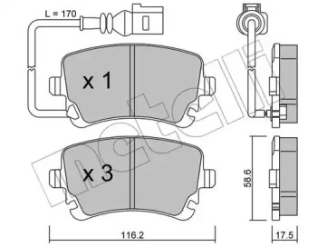 Комплект тормозных колодок METELLI 22-0554-0