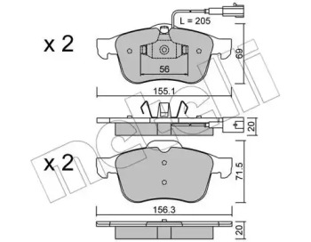 Комплект тормозных колодок METELLI 22-0703-0